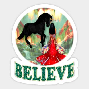 Believe. Unicorn and Mermaid Sticker